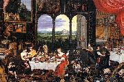 Jan Brueghel The Elder The Senses of Hearing Touch and Taste oil painting reproduction
